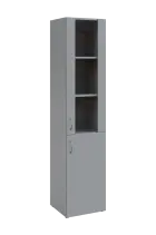 NN 5 - 4DS skříň vysoká, 2-dveřová/prosklená, pravá, 1800x400x400, šedá